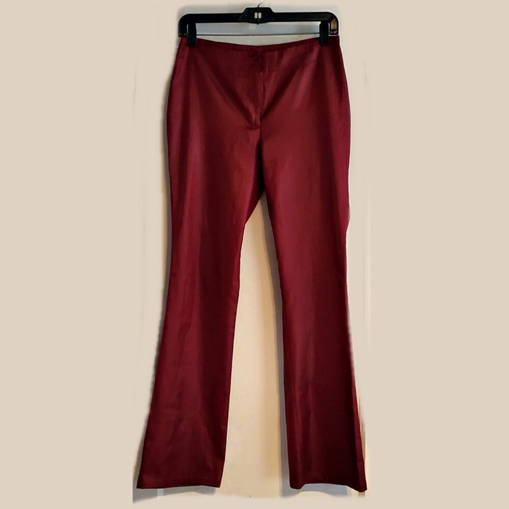 Women's CALVIN KLEIN Boot Cut Faux Leather Maroon Coated Pants Sz 6 EUC